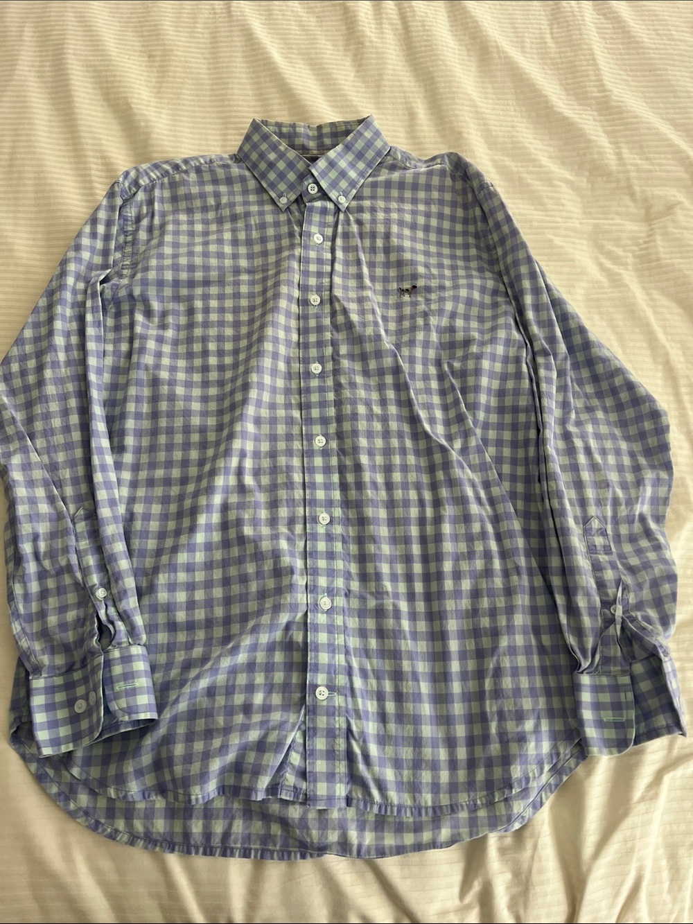 Men's Lavender & Light Blue Gingham Button-Down Shirt
